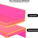 Floating Shelves for Wall Acrylic Wall Shelves for Bedroom Bathroom Living Room Kitchen 16.5X5.5'', Pack of 2, Neon Pink