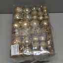 100PCS Christmas Ball Ornaments, Assorted Shatterproof Christmas Tree Decorations, Seasonal Decorative Hanging Baubles Decor Set for Xmas/Holiday/Party, Glitter&Painting Ornament Set (Champagne)