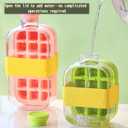 FLINBIUS 2-in-1 Ice Cube Tray, Touch-Free Press Ice Tray with Straw, Ice Cube Bottle, Leak-Proof Lid, for Freezer/Party/Home/Gym