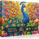 Stained Glass Peacock Puzzles for Adults 1000 PiecesMosaic Bird Peacock Garden Flower Jigsaw Puzzle ArtColorful Impossible Hard Challenge for Adults