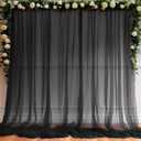 10ft X 10ft Black Sheer Backdrop Curtain for Parties, Tulle Sheer Fabric Backdrop Curtain Drapes for Baby Shower Birthday Party Photo Shoot Halloween Decorations (10ft x 10ft(2 Panels 5*10ft))