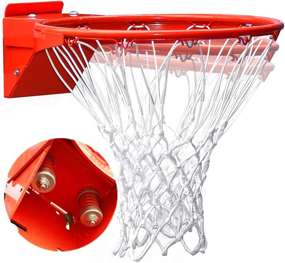 Professional 180 Heavy Duty Breakaway Basketball Rim18 inch Flex Rim Goal Replacement Fits 5"x5", 5"x4", 4"x3"5"x3" Hole Pattern Backboard (2-Double spring)