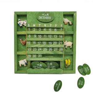 Wall Calendar 2026, Hanging Wooden Block Perpetual Calendar for Wall Decoration Christmas Countdown Advent Calendar for Office Decor Family Birthday Reminder Calendar Yearly Reusable, Green