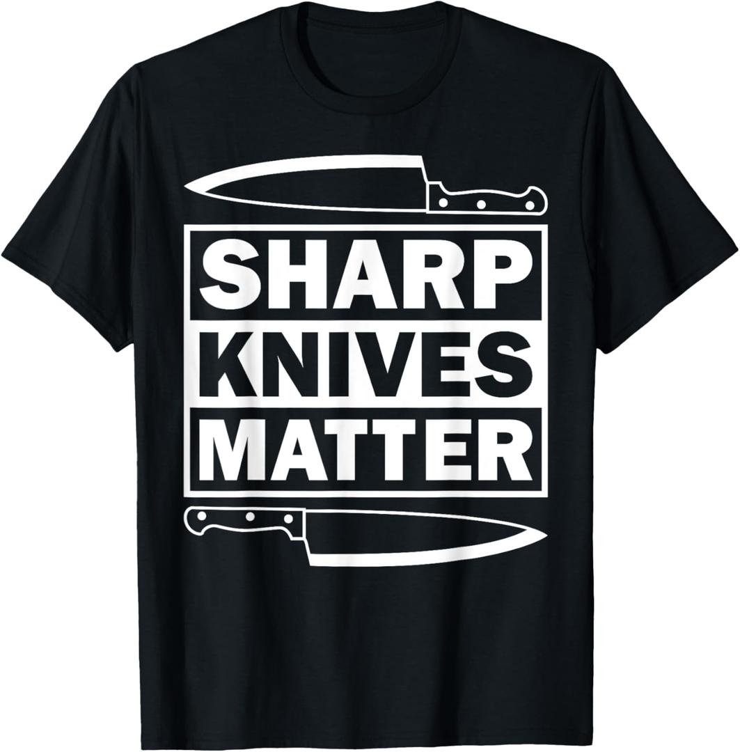 Funny Cooking Gift For Men Women Culinary Chef Knife Lovers T-Shirt (Black, L)