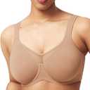 HSIA Minimizer Bras for Women Plus Size, Full Coverage Coolcomfort T Shirt Unlined Bra with Underwire for Heavy Breast (Beige, 44 DDD)