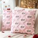Artscope Valentines Pillow Covers 16x16 Set of 2 Decorative Love Heart XOXO Valentine's Day Throw Pillow Cases Soft Plush Faux Fur Couch Cushion Case for Holiday Sofa Bed Room Home Decor-Pink XOXO