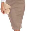 ODCOCD Women's Faux Suede Pencil Skirt (Coffee)