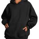 Trendy Queen Womens Oversized Hoodies Fleece Sweatshirts Fall Fashion Pullover Sweaters Winter Clothes Black S