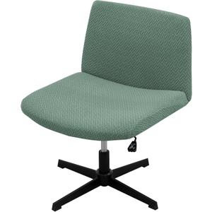 LiveGo Armless Chair Slipcover - Modern Knitted Jacquard Office Desk & Accent Chair Cover (Pine Green)
