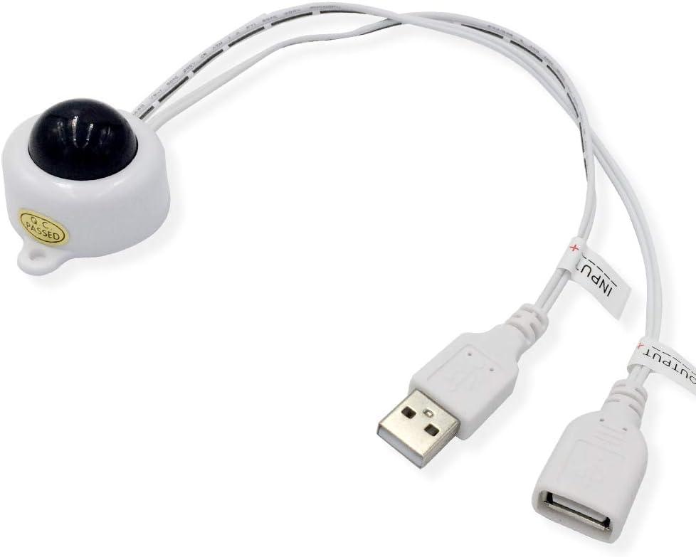 DC 5V 2A PIR Motion Activated Mini Body Sensor Switch with USB Interface Cable for LED Strip Light (Without Light Sensor, White)