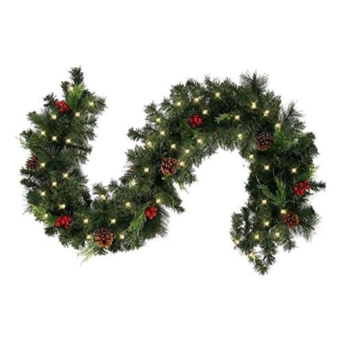 Christmas Garlands with Pinecones Red Berries Artificial Christmas Wreaths for Home Xmas Tree Stairs Door New Year Decoration(B,180cm/70.8in)