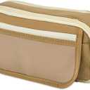 Pencil Case - Flip Cover Large Capacity Aesthetic Pencil Pouch with Sturdy Zipper, Mesh Stationery Organizer Pen Pouch with Compartments for College, office, Travel, for Women Men(Brown)