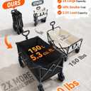 Hikenture 150L Wagons Carts Foldable, 330 lbs Collapsible Heavy Duty Wagon