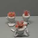 3PCS Human-Shaped Potted Artificial Plants Office Decor for Women and Men, Small Fake Plants Decor for Bedroom and Bathroom, Cute Faux Succulent Desk Decor for Office and Home, Pink