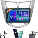 Hikity 2+64GB Android Car Stereo for Hyundai Accent Verna Solaris 2010 2011 2012 2013 2014 2015 2016 Radio 9 Inch Touchscreen Radio Wireless Carplay Android Auto GPS WiFi Bluetooth FM Backup Camera