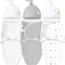 KeaBabies 3-Pack Swaddles for Newborns, Girls, Boys with Hats - Organic Soft Baby Sleep Sacks, Breathable Baby Swaddle 3-6 Months Beanies Set, Premie Infant Sleep Sack 0-3 Months (Nordic)