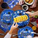 2 x 80 Pcs Graduation Party Plates and Napkins 2025 Graduation Decoration Blue Disposable Paper Plates Luncheon Cocktail Napkins for Graduations Party Decoration,Serve 20 Guests