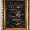 Vintage Gold Framed Wall Art - Dark Academia Decor Vintage Floral Wall Art Moody Flower Book Canvas Prints Cottagecore Aesthetic Pictures Painting Artwork for Living Room Bedroom 8x10in