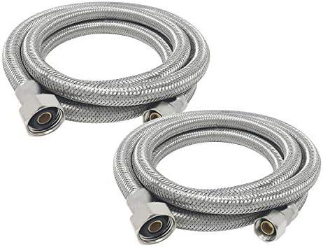 [2-Pack] PROCURU 36" (3Ft) x 3/8" Comp x 1/2" FIP Faucet Hose Connector, Stainless Steel Braided Supply Line (9SF36-2P)