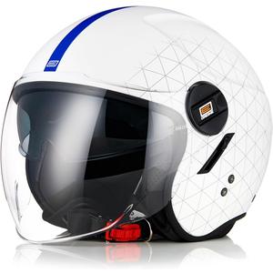 ORIGINE 3/4 Open Face Motorcycle Helmet Scooter Helmet Jet Helmet with Double Visor DOT Approved, Grid, Medium