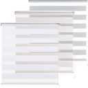 RED GRAPES Zebra Blinds for Windows Dual Layer Roller Window Shades Light Filtering Light Control for Day and Night Blind Shade for Home and Office, Easy to Install (43" W x 72" H, Light Grey, Pack of 2)