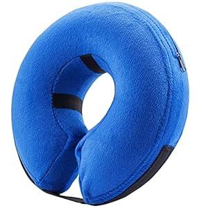 BENCMATE Inflatable Dog Cone Collar Alternative, Soft Dog Cone for Small Medium Large Dogs and Cats, Neck Recovery ECollar Donut Collar After Surgery (Medium+, Blue)