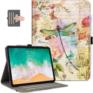 Vimorco Case for iPad Pro 13 Inch M4 2024 Model, for iPad 13 Pro Case, Pu Leather Protective Adjustable Stand Cover, Hand Strap, Card Pocket with Pencil Holder, Dragonfly