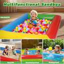 Inflatable Sandbox, Kids Thickened Foldable Large Sand Box with Pump for Party Backyard Garden Lawn Play Sand Pit Outdoor Indoor Includes Patches, 77.8" x 57.5"