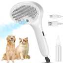 3 in 1 Cat Steam Brush for Cats & Dogs, Pet Spray Hair Removal Comb for Shedding & Grooming, Rechargeable Water Brush for Long & Short Haired Pets with Release Button (White)
