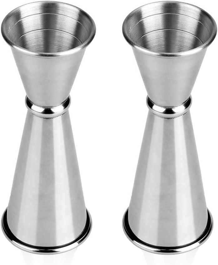 Double Jigger Cocktail Jiggers Barware Alcohol Measuring Tool,18/8 Stainless Steel,Home Bar Supply Tools Measuring Jigger Cocktail Professional Bartender,1oz/2oz (2Pcs)