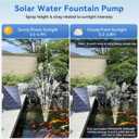 POPOSOAP Solar Water Pump, 12W Solar Fountain Pump 160GPH Flow Adjustable Solar Powered Water Pump with Dry-Run Protection for Fish Pond, Wildlife Garden, Ponds, Waterfall, Hydroponics