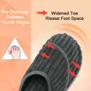 Besroad Slippers for Women Memory Foam House Bedroom Slippers Adjustable Corduroy House Slides Sandals Shoes (Gray, L)