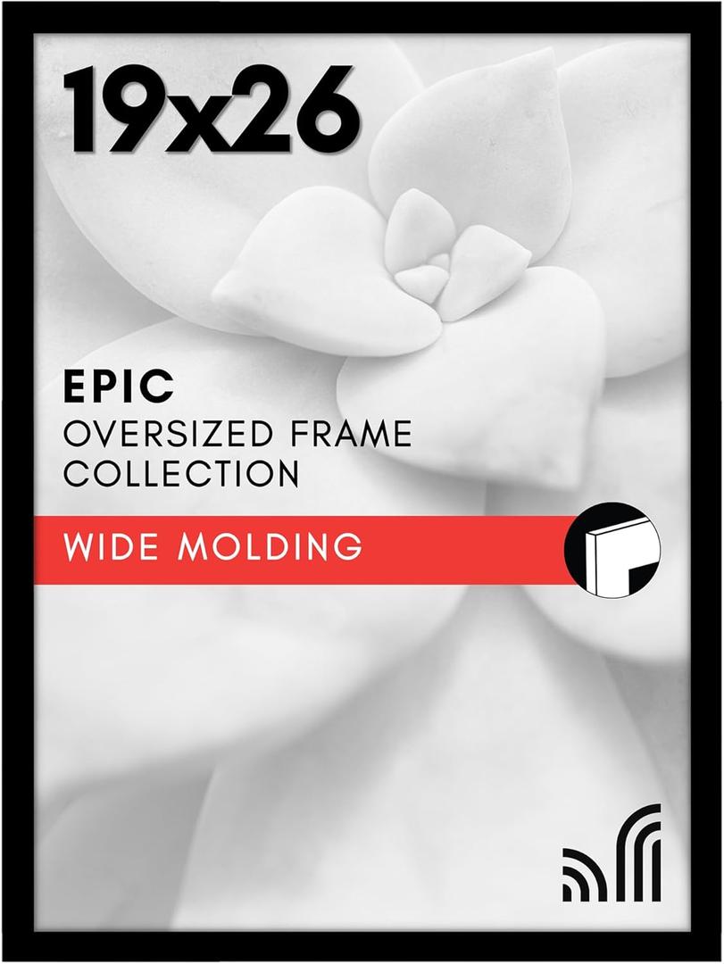 Americanflat 19x26 Picture Frame with Polished Plexiglass - Black Picture Frame - Wide Photo Frames Made of Engineered Wood for Vertical or Horizontal Wall Display - Epic Collection - Black