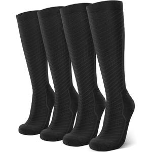 Compression Socks for Men & Women (2 Pairs) 20-30 mmHg Graduated Compression Knee High for Running, Athletic (Black). L/XL Size