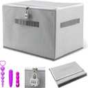 Discreet Lockable Adult Toy Bag Storage Organizer, 15 x 10 x 10Inches Clothes Storage Bin Container with Zipper Lid Toy Storage Organizer for Women and Men (Gray Stripes)