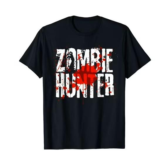 Funny Zombie Hunter Design For Boys Girls Halloween Hunting T-Shirt XL
