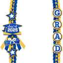 CiyvoLyeen Class of 2025 Graduation Leis with Glitter Pins Handmade Double Braided Ribbon Garland Money Holder Bowknot for Him Her Party Ceremony Present Congrats Grad Gift Idea (Royal Blue & Gold)