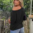 Trendy Queen Womens Off the Shoulder Tops Oversized T-Shirts Short Sleeve Tees Summer 2026 Casual Spring Clothes (Black, XL)