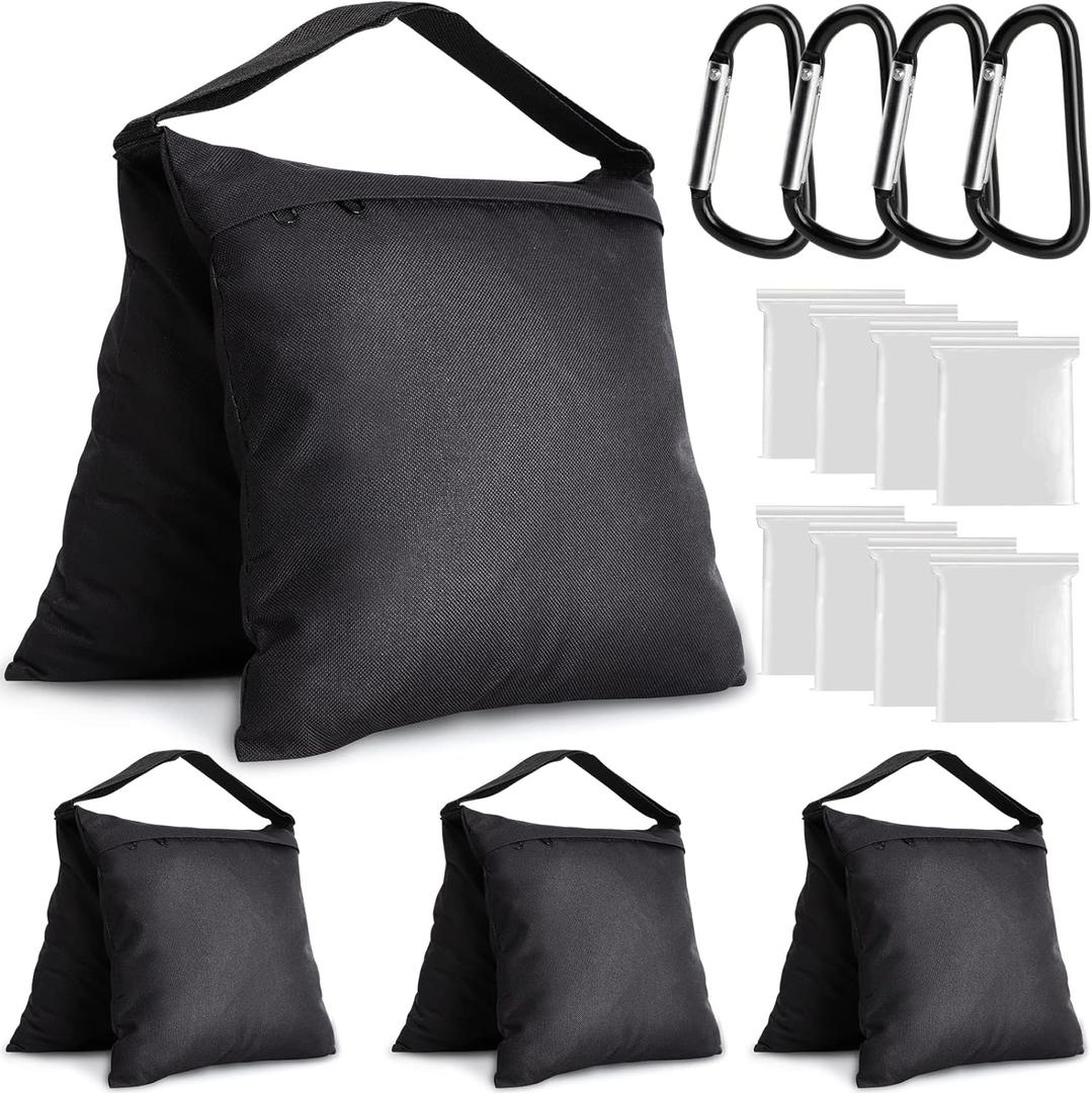 Aimosen 4 Packs Sandbags Weight Bags for Light Stand Photography Video Equipment, Heavy Duty Saddlebag for Backdrop Stand, Photo Tripod, Canopy, Pop up Tent, Umbrella Base, Fishing Chair, Picnic Table (Black)