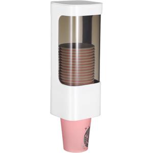 Cup Dispenser Wall Mounted, Bathroom Cup Holder for 3oz-5oz Disposable Paper and Plastic Cups, Water Cooler Cup Dispenser with Adhesive Plate, Ideal for Home, Office, Gym, and More (White)