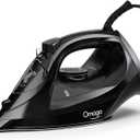 OMAIGA Steam Iron for Clothes, 1500W Iron with Rapid Heating, Non-Stick Ceramic Soleplate, Burst of Steam, Self-Cleaning, Auto-Off, Anti-Drip, 11.84oz Water Tank Ironing Clothes for Home, Black