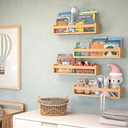 NATURE SUPPLIES Set of 4, 23.1 Inch Floating Shelves for Wall, Kids Bookshelf for Bedroom, Nursery Storage for Books, Wooden Wall Shelves for Nursery Decor, Natural Wood