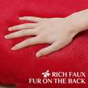 Softalker Christmas Throw Pillow Covers 18 x 18 Inch Set of 2, Xmas Winter Bell Faux Fur Cushion Covers, 3D Embroidered Pillow Cases for Couch Bedroom Living Room Decor, Red