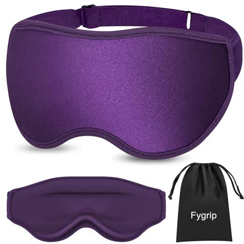 Fygrip 3D Eye Mask Sleep Mask for Men & Women, 100% Pressure-Free & Light Block-Out Eye Mask for Sleep with Easy Adjustable Strap, Night Eye Cover for Travel, Purple