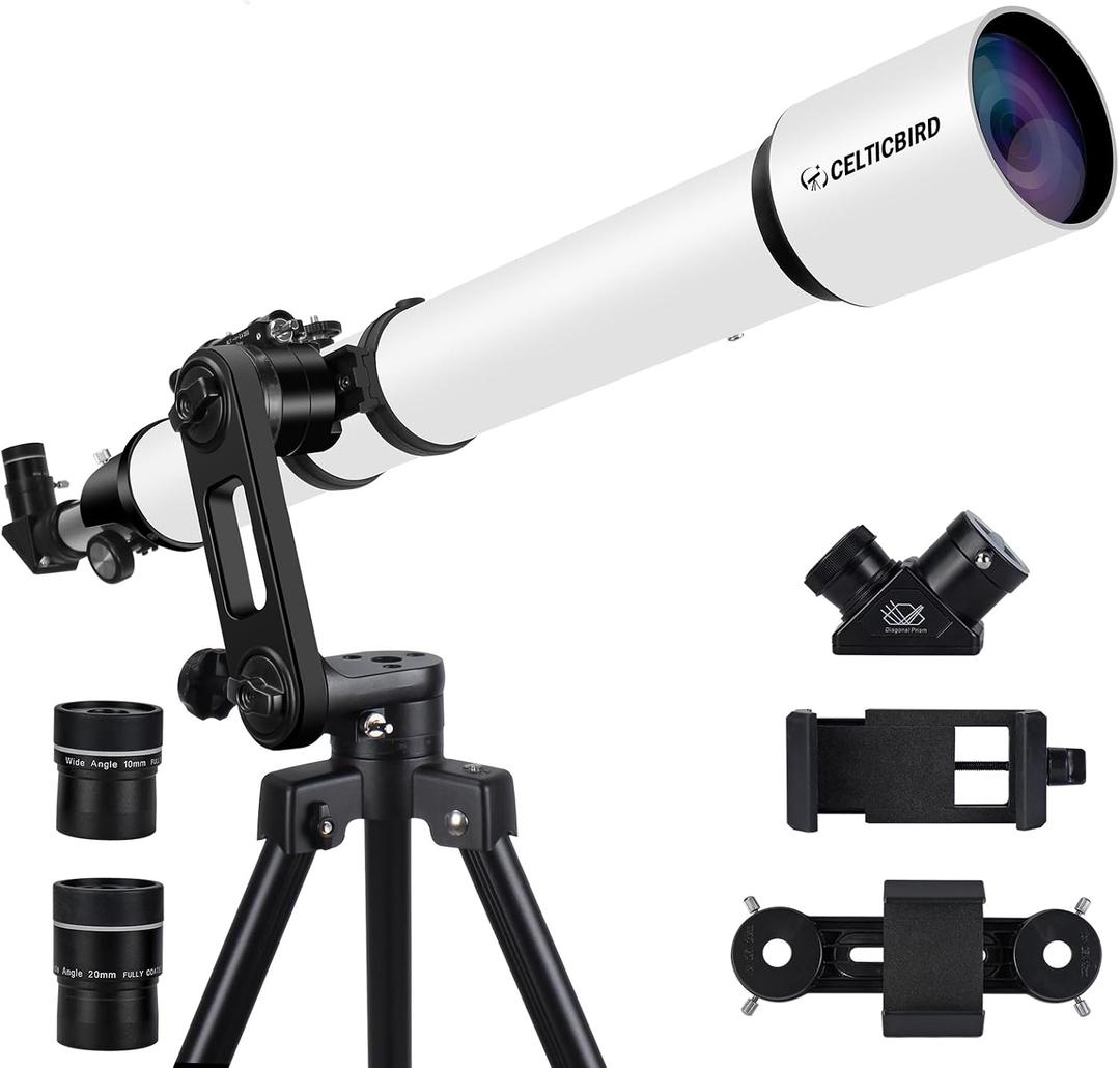 Telescope for Adults High Powered, 90mm Aperture 1000mm Refractor Telescopes for Adults Astronomy Telescopio with High Precision Adjustment, Ultra-Stable Vertisteel AZ Mount Base Tripod, Phone Adapte