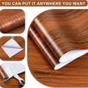 Wood Grain Contact Paper 17.3"x200" Cherry Wood Look Peel and Stick Wallpaper Vintage Removable Self Adhesive Vinyl Faux Wood Wallpaper for Cabinets Countertops Covering