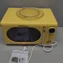 Nostalgia NRMO7YW6A Retro Compact Countertop Microwave Oven, 0.7 Cu. Ft. 700-Watts with LED Digital Display, Child Lock, Easy Clean Interior, Yellow