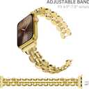 Moolia Elegant Metal Strap Compatible with Apple Watch Band 42mm 44mm 45mm 46mm 49mm Metal Fashion Women Replacement Strap Bracelet for iWatch Series 11/10/9/8/7/6/5/4/3/2/1/Ultra(1/2/3) Gold