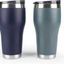 Olympia Tools 2 Pack 30oz Tumbler Double Wall Vacuum Insulated Travel Mug Bulk, Stainless Steel Tumblers with Lid, Durable Powder Coated Coffee Cups for Cold & Hot Drinks (Gray and Navy)