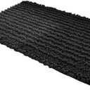 Turquoize Luxurious Non-Slip Shaggy Chenille Kitchen Runner Black Kitchen Rug Ultra Soft Plush Carpet Mat Shag Shower Bath Runner Absorbent Large Bath Mat for Entryway, Size 59 & 20 Inches, Black
